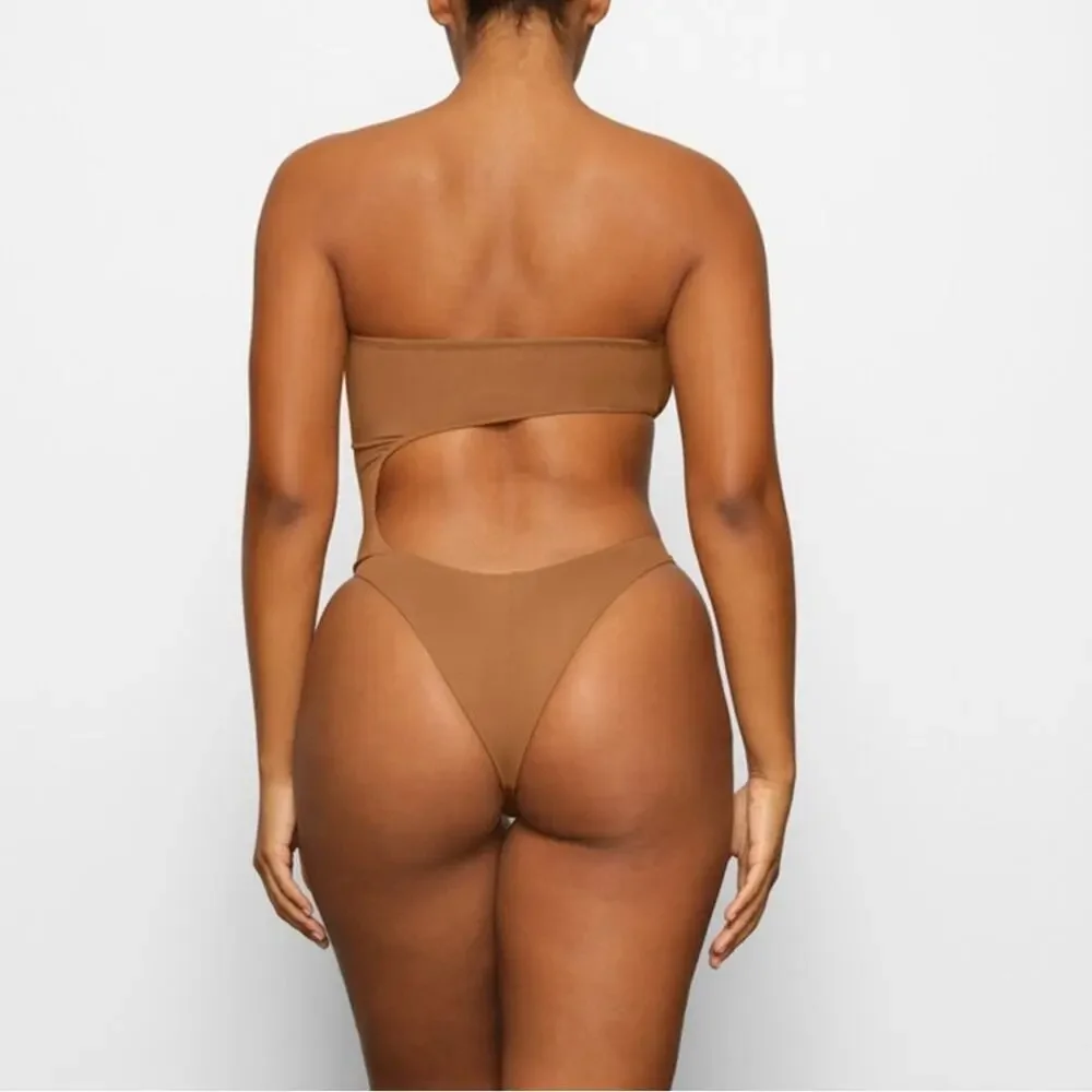 NWT Skims Recycled Swim Strapless Monokini Almond‎ 2X One Piece Tan